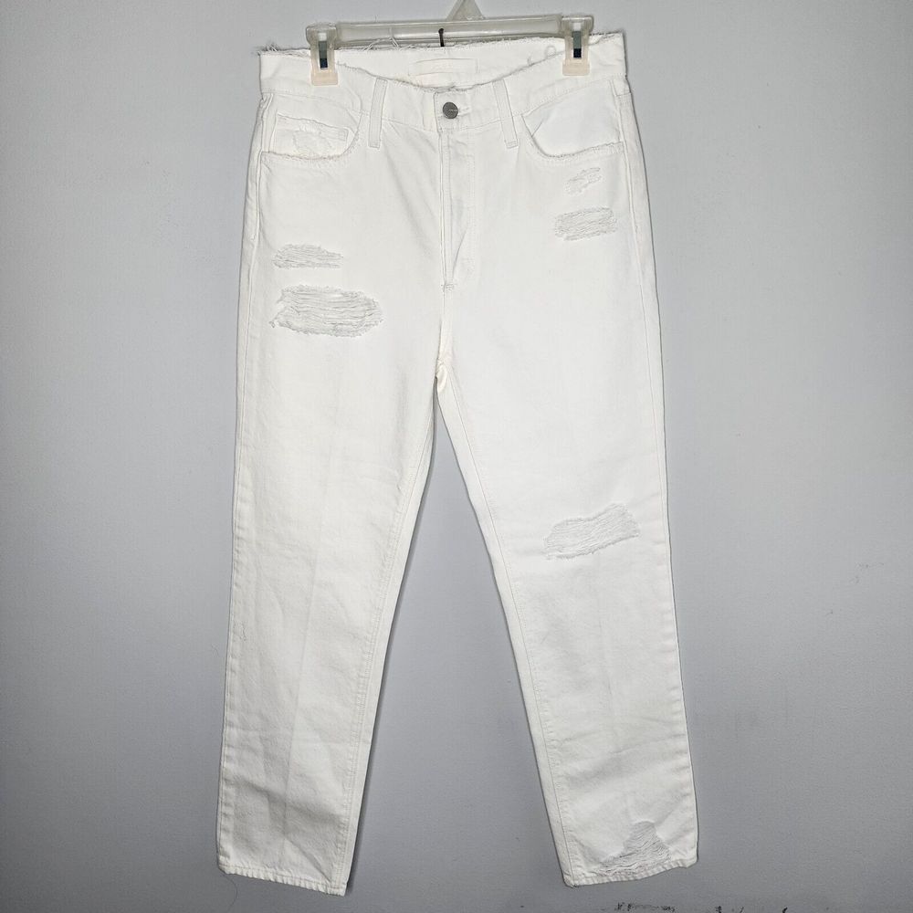 Joe's Womens The Scout‎ White Slim Destroyed Denim Boyfriend Jeans READ